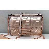 Fendi Nappa Leather Mini Baguette bag Pink Gold