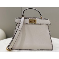 Fendi Peekaboo ISEEU Small Bag White Calfskin/Python Edge