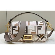 Fendi Medium Baguette bag in Multicolor Gray canvas with FF embroidery