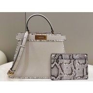Fendi Peekaboo ISEEU Medium Bag White Calfskin/Python Edge