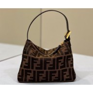 Fendi Vintage Hobo Bag in Brown jacquard FF fabric 8299s