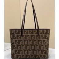 Fendi Vintage Shopping Tote Bag in Brown jacquard FF fabric 8338