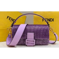 Fendi Medium Baguette Bag with Purple crystals