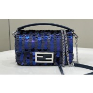 Fendi Mini Baguette bag Dark and mid blue sequin bag