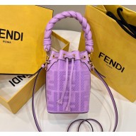Fendi Mon Tresor Mini bucket bag Purple canvas with FF embroidery