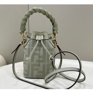 Fendi Mon Tresor Mini bucket bag Light Green canvas with FF embroidery