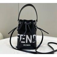 Fendi Mon Tresor Mini bucket bag leather Black/White