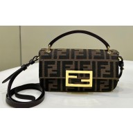 Fendi Baguette Phone Pouch Bag in Brown FF jacquard fabric 2024