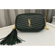 Saint Laurent lou mini bag in quilted grain de poudre embossed leather 612579 Dark Green