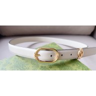 Gucci Width 2.5cm Belt with Round Interlocking G 760164 White/Gold