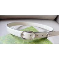 Gucci Width 2.5cm Belt with Round Interlocking G 760164 White/Silver