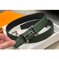 Hermes Brush belt buckle & Reversible leather strap 32 mm 10
