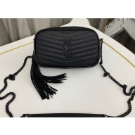 Saint Laurent lou mini bag in quilted grain de poudre embossed leather 612579 Black
