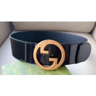 Gucci Width 7cm Blondie wide patent belt 751534 Black