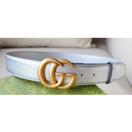 Gucci Width 4cm GG Marmont wide belt 400593 Silver/Gold lamé leather