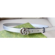 Gucci Width 2cm GG Marmont thin belt 409417 Silver lamé leather