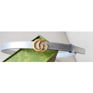 Gucci Width 2cm GG Marmont thin belt 409417 Silver/Gold lamé leather