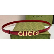 Gucci Width 1.5cm Gucci buckle thin belt 751602 Red/Gold