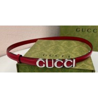 Gucci Width 1.5cm Gucci buckle thin belt 751602 Red/Silver