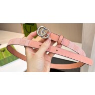 Gucci Width 2cm GG Marmont reversible thin belt 659418 GG Supreme canvas Pink/Silver