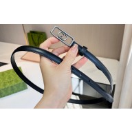 Gucci Width 1.5cm Thin belt with Interlocking G buckle 751556 Black/Silver