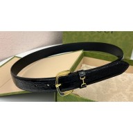 Gucci Width 3cm Belt with Horsebit 725307 Black 03