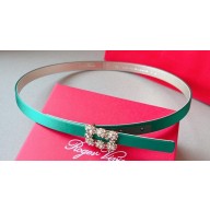 Roger Vivier Width 1.5cm Flower Strass Buckle Belt in Satin 03