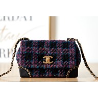 Chanel Wool Tweed Wool Flap Bag AS3572 Black/Purple 2022 