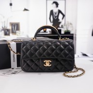 CHANEL SHEEPSKIN Mini Flap Bag with Top Handle AS2431 BLACK 2022
