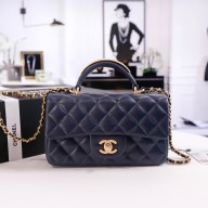 CHANEL SHEEPSKIN Mini Flap Bag with Top Handle AS2431 ROYAL BLUE 2022