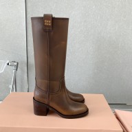 Miu Miu leather boots 5W967D SIENNA 2023