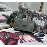 Lady Dior 5-Gusset Card Holder gray in Patent Cannage Calfskin with gold hardware