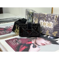 Lady Dior 5-Gusset Card Holder black in Patent Cannage Calfskin with gold hardware