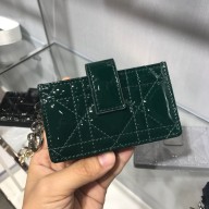 Lady Dior 5-Gusset Card Holder green in Patent Cannage Calfskin with silver hardware