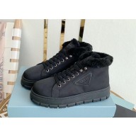 Prada Nylon lace-up booties navy blue 1T490M 2023