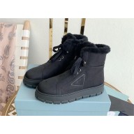 Prada Nylon gabardine lace-up booties navy blue 1T492M 2023