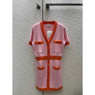 CHANEL PINK/RED KNITWEAR DRESS 2023 SPRING