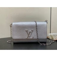 LOUIS VUITTON Pochette Louise chain bag IN EPI LEATHER SILVER M23756 2025