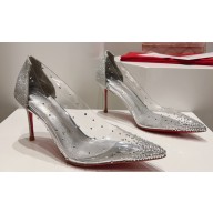 Christian Louboutin Heel 8.5cm Degrastrass PVC Pumps in glittered Silver