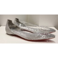 Christian Louboutin Degrastrass PVC Ballerinas in glittered Silver