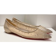Christian Louboutin Follies Strass Ballerinas in Mesh and suede calf Nude