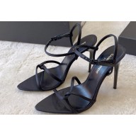 Saint Laurent Heel 10cm clara sandals in crepe satin 742236 Black 2024