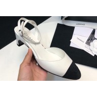 Chanel Heel 4cm Lambskin & Grosgrain Slingbacks G45370 White 2024