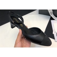 Chanel Heel 4cm Lambskin & Grosgrain Slingbacks G45370 Black 2024