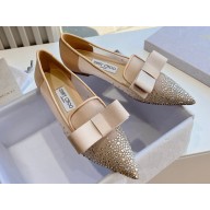 Jimmy Choo Gala Mesh Pointed-Toe Flats Nude with Dégradé Crystals 2024