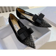 Jimmy Choo Gala Mesh Pointed-Toe Flats Black/Silver with Dégradé Crystals 2024