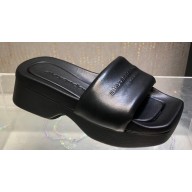 Alexander Wang platform sheep leather float slides Black 2024