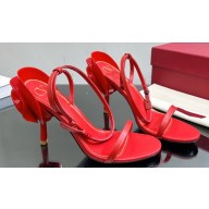 Valentino Heel 9cm Roserouche Sandals 1959 In Calfskin Red 2024