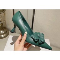 Jimmy Choo Heel 6.5cm Rosalia Flowers 65 Rose Nappa Leather Pumps Green 2024