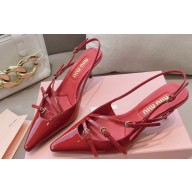 Miu Miu Heel 5.5cm Patent leather slingbacks with buckles 5I013E Red 2024